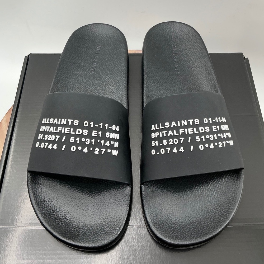 AllSaints Spitalfields Coordinate Slides Mens Black White Sandal E1 6NN